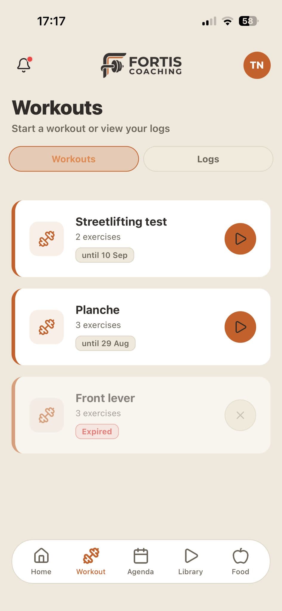 Fortis Coaching-app: voedingsregistratie